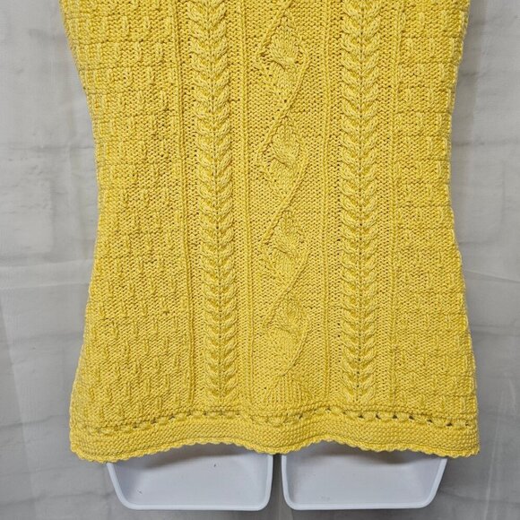 Artesanias Pachama Sweater Handmade Yellow Peruvian Cable Knit Sleeveless S - Picture 8 of 10